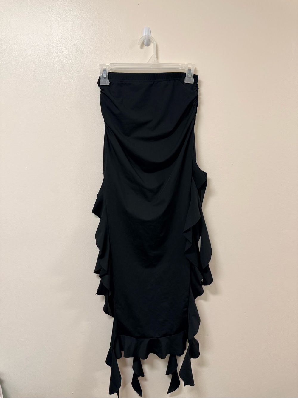 SHEIN Black Maxi Skirt with Side Ruffles